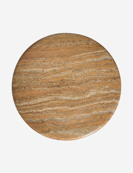 #color::Canyon-Faux-Travertine | Overhead view of the Mona round stone drink table.