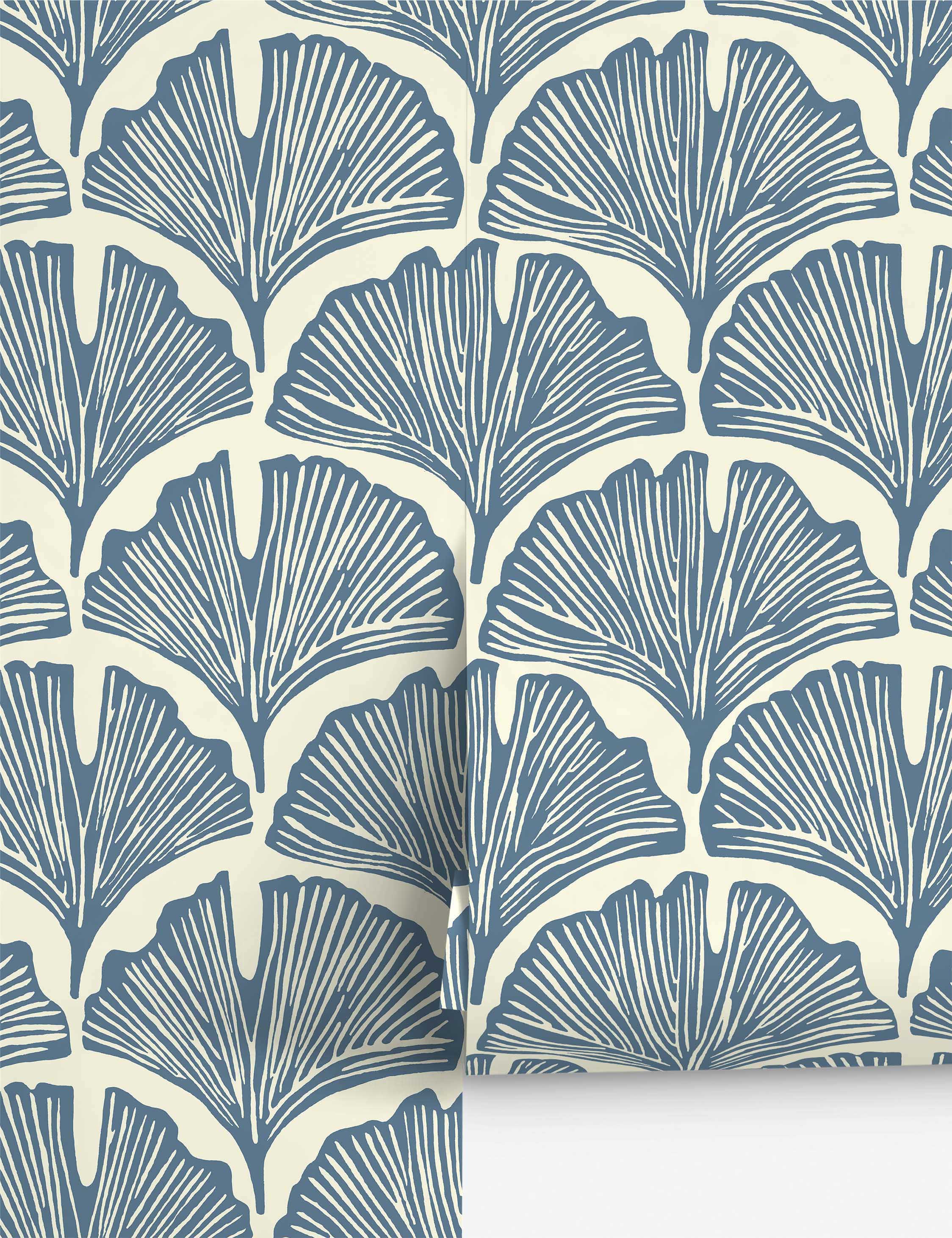 Pluma Peel + Stick Wallpaper, Blue - Swatch