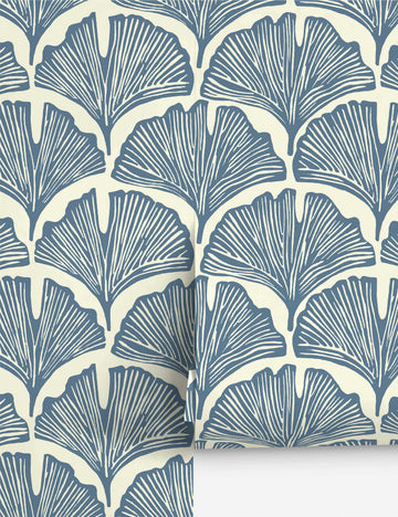 Pluma Peel + Stick Wallpaper, Blue - Swatch