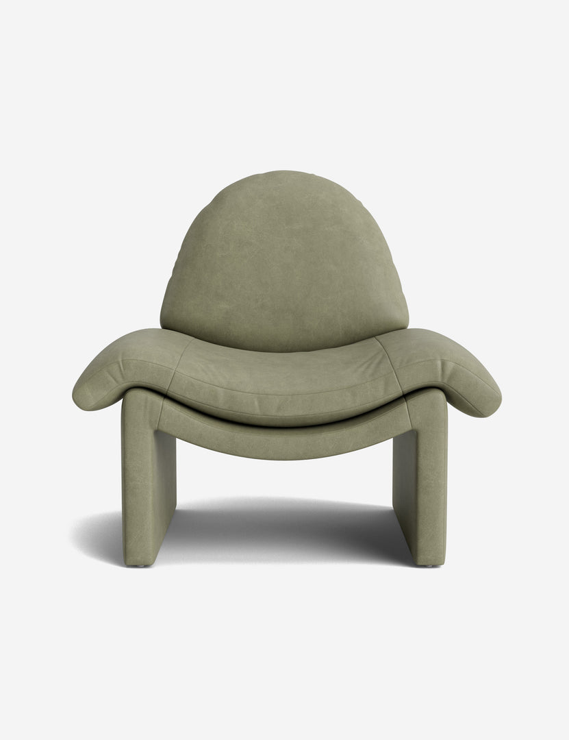 #color::sage-nubuck-leather | Nolina relaxed open profile leather accent chair by Carly Cushnie.