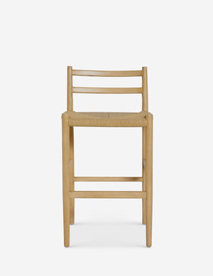 Nicholson slim natural oak wood frame and woven seat counter stool.