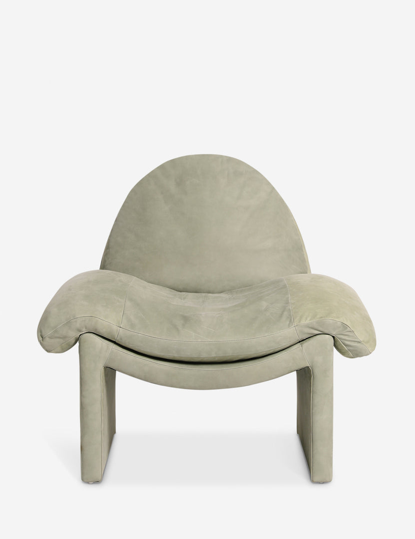 #color::sage-nubuck-leather | Nolina relaxed open profile leather accent chair by Carly Cushnie.