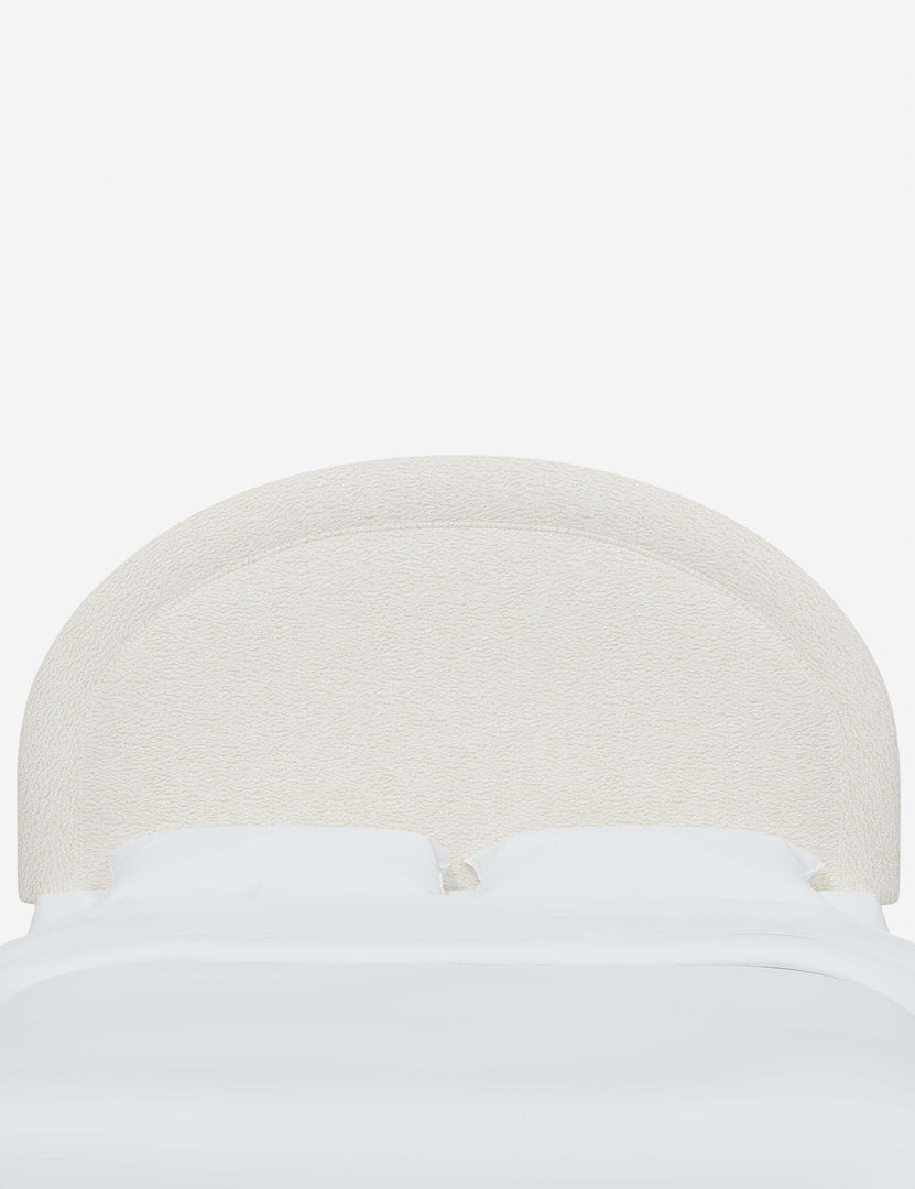 #color::cream-sherpa #size::full #size::queen #size::king #size::cal-king | Odele Cream Sherpa arched upholstered headboard with a melted border