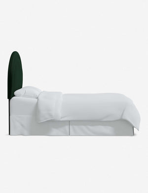 Side of the Odele Emerald Green Velvet arched headboard