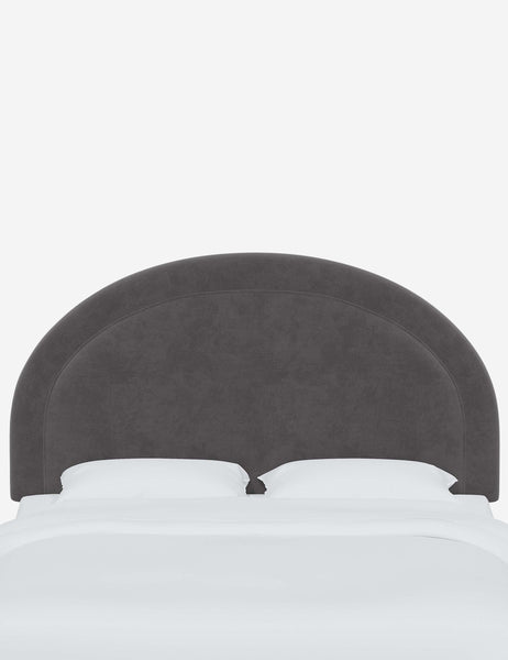 #color::steel-velvet #size::full #size::queen #size::king #size::cal-king | Odele Steel Gray Velvet arched upholstered headboard with a melted border