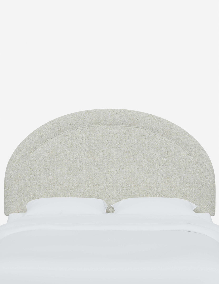 #color::white-boucle #size::full #size::queen #size::king #size::cal-king | Odele White Boucle arched upholstered headboard with a melted border