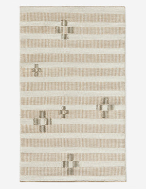 Orion handwoven neutral striped outdoor rug by Sarah Sherman Samuel.