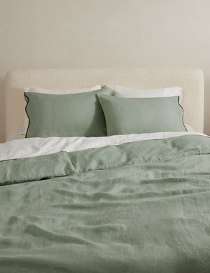 Essie soft, breathable hemp duvet cover in lichen green