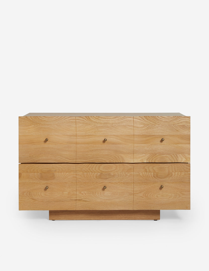 #color::natural | Otelia wide profile two drawer nightstand in natural wood