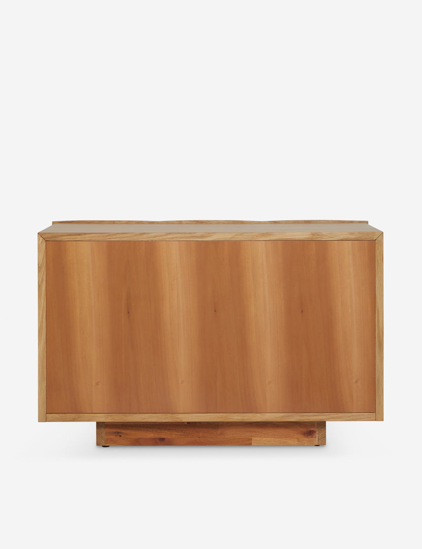 #color::natural | Back of the Otelia wide profile two drawer nightstand in natural wood