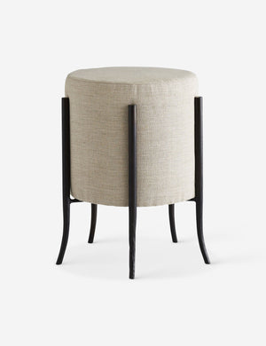 Pagoda Natural linen Ottoman with five iron curved legs by Barry Dixon for Arteriors