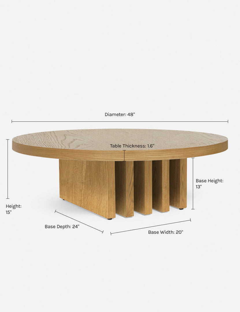 #color::natural | Dimensions on the Pentwater natural wooden Round Coffee Table