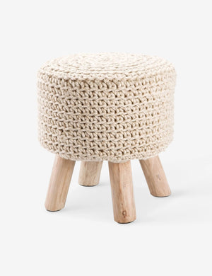 Petit beige woven Trou Stool