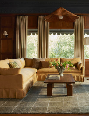 Portola Pleated Sectional Sofa : Army Performance Basketweave / Left-Facing