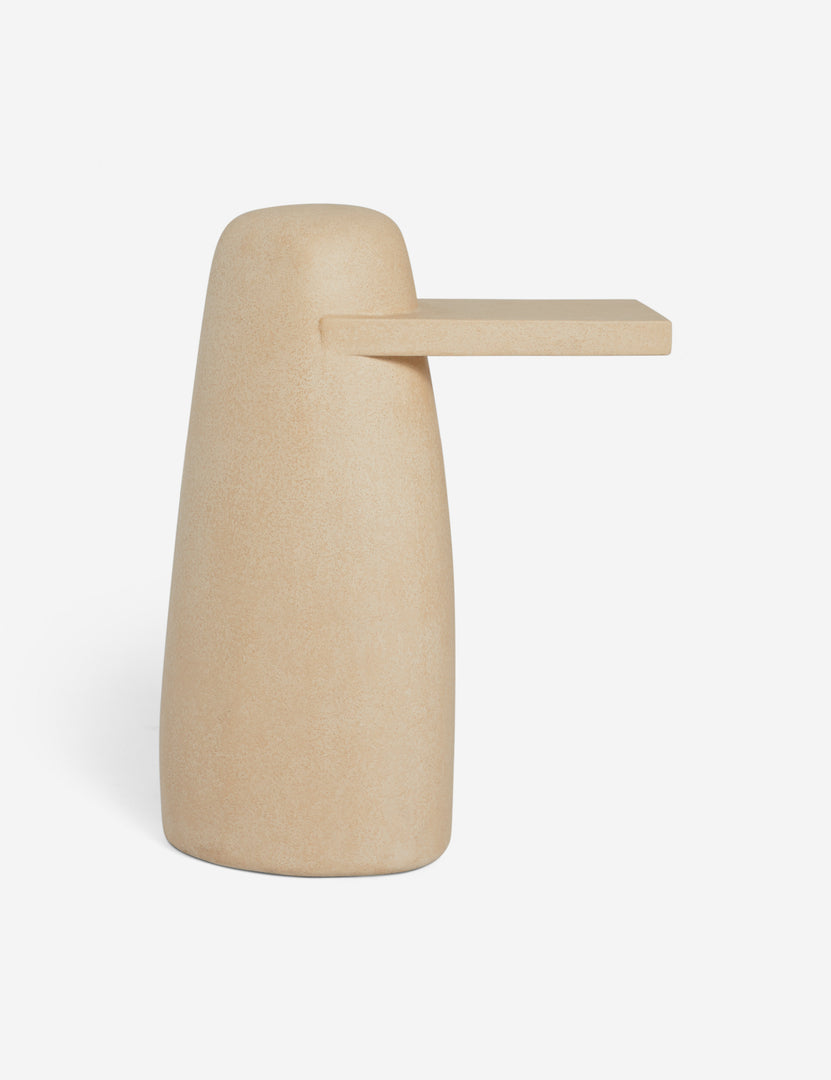 #color::sand | Side view of the Quarry sculptural concrete side table