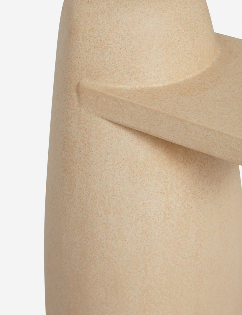 #color::sand | Close up view of the Quarry sculptural concrete side table