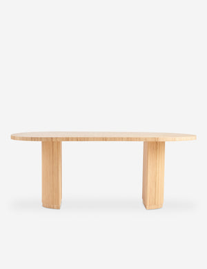 Elvia oval rattan stacked leg dining table