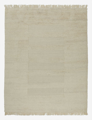 Raita subtle bar patter fringe area rug in ivory