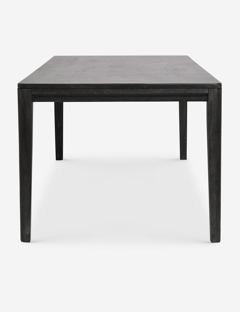 #color::black #size::82-W | Side view of the Reese black mango wood rectangular dining table.