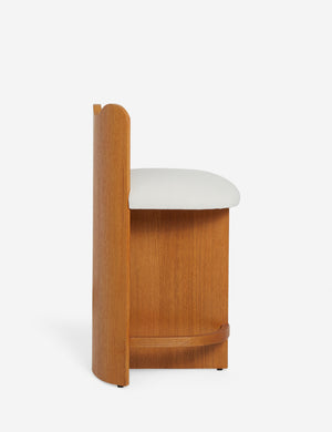 Side view of the Ripple wavy barrel back wooden counter stool