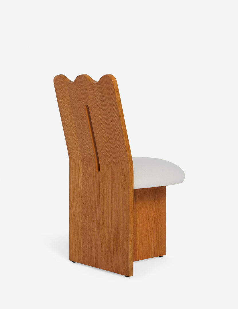 #color::honey-oak | Back view of the Ripple tall, wavy back wooden dining chair
