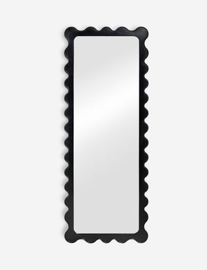 Ripple wavy framed full length mirror in black oak