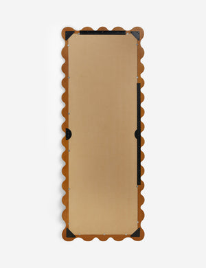 Back of the Ripple wavy framed full length mirror in honey oak