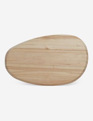 Overhead view of Rodolfo organic oval natural wood coffee table