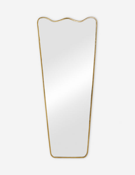 #color::gold | Rook slim-framed gold full length mirror with a wavy silhouette and tall profile by Sarah Sherman Samuel