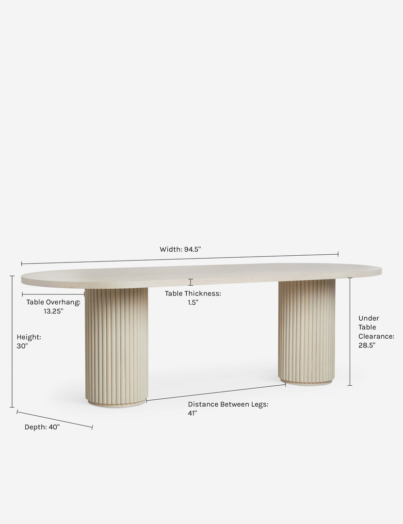 #color::natural-oak #color::white-wash | Dimensions on the Rutherford Oval Dining Table