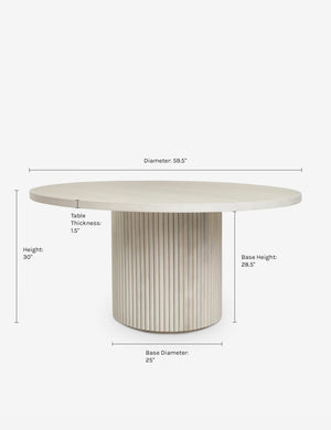 Dimensions on the Rutherford Round Dining Table