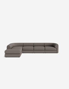 Open Box: Sergio Modular Corner Sectional Sofa With Ottoman, Mushroom Performance Weave