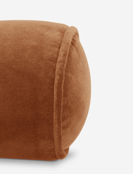 #color::burnt-orange | Sabine burnt orange velvet cylindrical bolster pillow