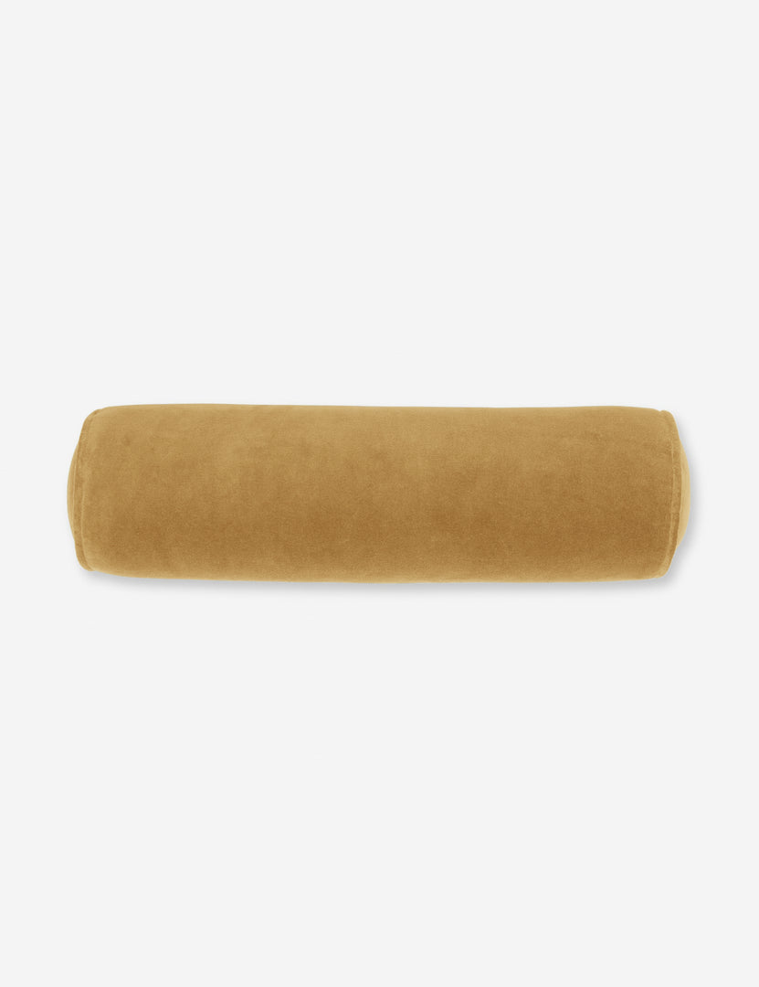 #color::mustard | Sabine mustard yellow velvet cylindrical bolster 