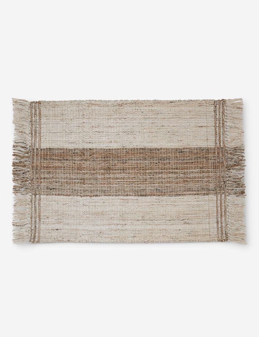 #size::2--x-3- | Small Sabriel handwoven large-scale striped fringed outdoor rug.