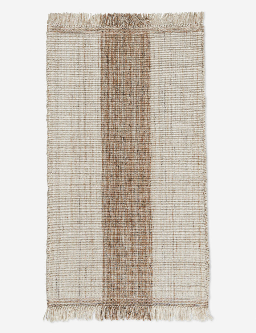 #size::3--x-5- | Small Sabriel handwoven large-scale striped fringed outdoor rug.