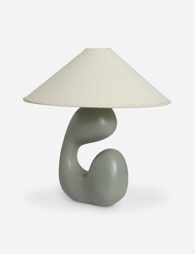 #color::sage | Angled view of the Saguaro Sculptural Ceramic Table Lamp by Elan Byrd.
