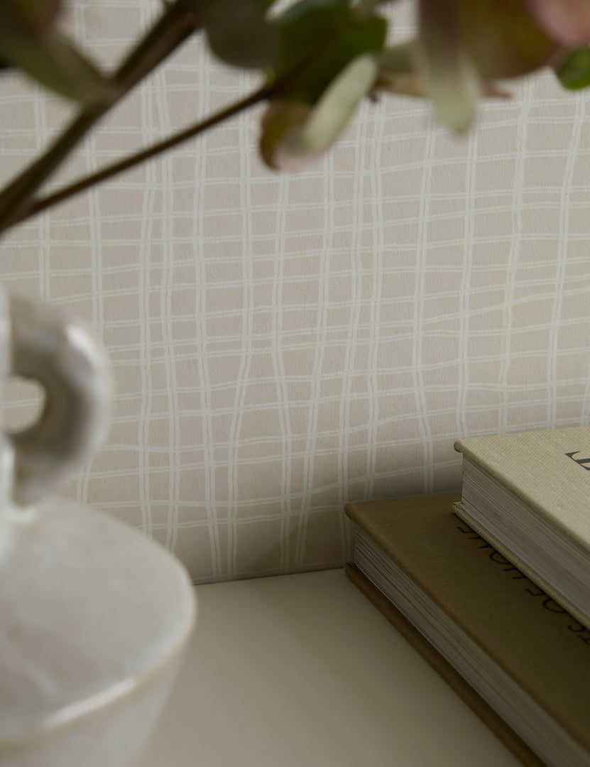 #color::natural | Close up of the Seafarer Abstract Grid Wallpaper by Élan Byrd.