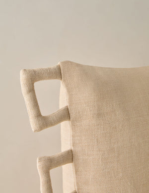 Close up of the Sofia modern linen throw pillow.