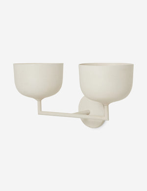 Angled view of the Talley modern sculptural double wall sconce light.