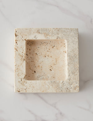 Teo catchall square tray in travertine