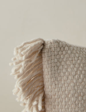 Corner of the Thorpe chunky woven fringed outdoor pillow in ivory