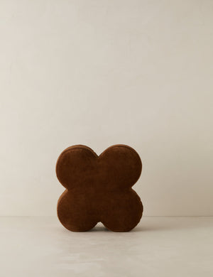 Velvet clover shaped accent pillow in cocoa