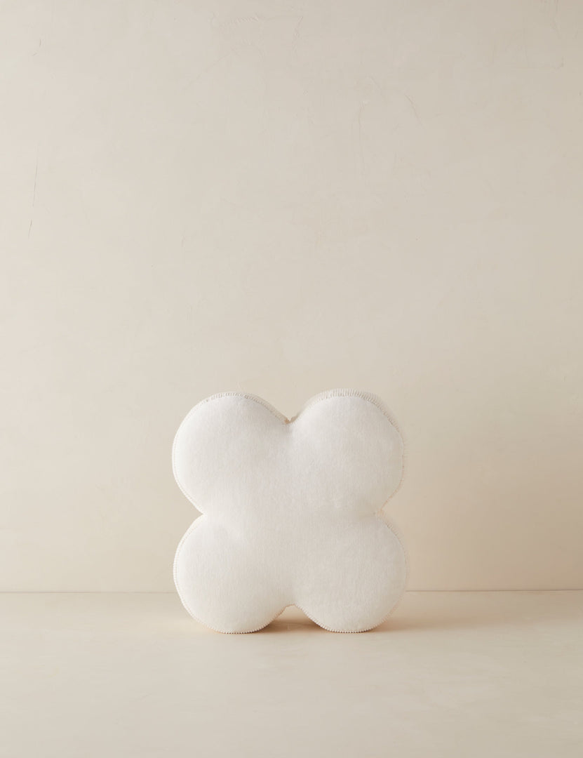 #color::ivory | Velvet clover shaped accent pillow in ivory