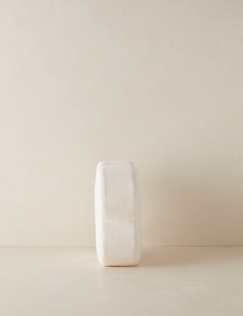 #color::ivory | Side view of the Velvet clover shaped accent pillow in ivory