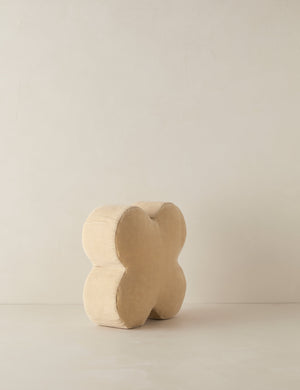 Velvet clover shaped accent pillow in light beige