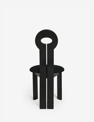 Rear view of the Whit black wood sculptural dining chair by sarah sherman samuel
