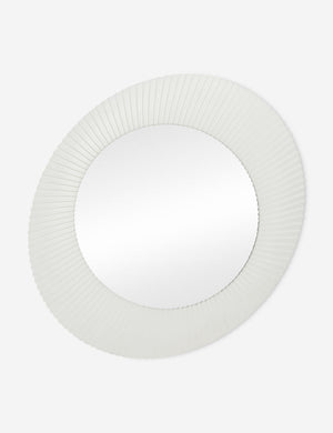 Whitaker white asymmetrical oval wall mirror.