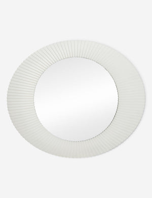 Whitaker white asymmetrical oval wall mirror.