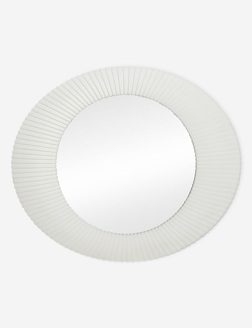 #color::white | Whitaker white asymmetrical oval wall mirror.